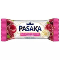 Glaistytas varškės sūrelis su avietėmis ir šokolado gabaliukais PASAKA, 21% rieb., 40 g