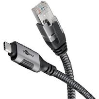 Goobay 70753 USB C to RJ-45 Gender Changer, Black, Silver