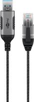Goobay 74399 USB 3.0 Type A to RJ45 Gender Changer, Black, Silver