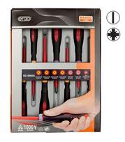 Izoliuotų atsuktuvų rinkinys ERGO™ 7 vnt - SL3,0 testeris; SL2,5/3,5/4,0/5,5; PZ1/2 - 1000V VDE