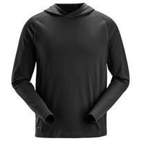 Marškinėliai SNICKERS WORKWEAR Stay Fresh Bamboo 2456 su gobtuvu, juodi
