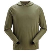 Marškinėliai SNICKERS WORKWEAR Stay Fresh Bamboo 2456 su gobtuvu, khaki