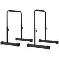 "HOMCOM Dip Bar Bars" 2 neslystančių "Dip Station" 80-100 cm aukščio reguliuojamų fitneso paralelių rinkinys raumenų treniruotėms ir jėgos treniruotėms Plieninė juoda