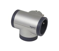 Legrand 049439-Kištukinio lizdo skirstytuvas besisukantis 2Z Tipas E + USB-A + USB-C sidabras/juoda