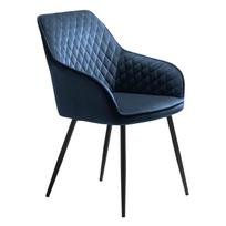 Mėlynos spalvos iš audinio valgomojo kėdė su porankiais Milton – Unique Furniture