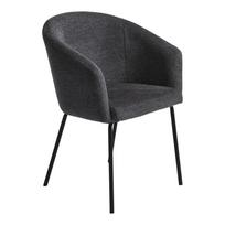 Tamsiai pilkos spalvos iš audinio valgomojo kėdė su porankiais Easton – Unique Furniture
