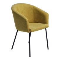 Garstyčių spalvos iš audinio valgomojo kėdė su porankiais Easton – Unique Furniture