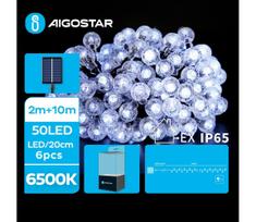 Aigostar - LED Saulės Dekoratyvinė girlianda 50xLED/8 funkcijos 12m IP65 šalta balta