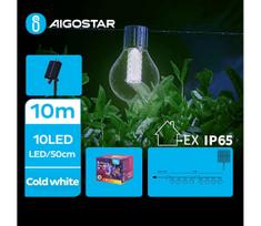 Aigostar - LED Saulės Dekoratyvinė girlianda 10xLED/8 funkcijos 10,5m IP65 šalta balta