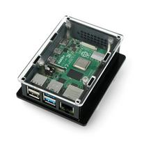 Dėklas Raspberry Pi 4B dėžei V2, skirtas DIN bėgiui - juodas-skaidrus