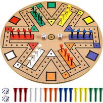 Fast Track Board Game Wooden 3-6 Players Board Game Set with 24 Board Game Pieces and 2 Dice, Fast Track Game Night for Adult Teens Family Game įvairiaspalvis