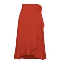 Summer fashion new all-match women's skirt, one-piece lace-up irregular ladies elegant skirt S raudona