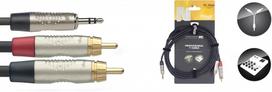 Audio kabelis Stagg REAN 3.5mm miniJack AUX TRS - 2 x RCA 1.5m