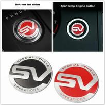 Automobilio pavarų perjungimo rankenėlės SV logotipo lipdukas Start Stop variklio mygtuko emblemos lipdukas Jag/uar LA/ND RO/VER RAN/GE RO/VER juoda