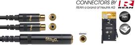 Adapteris Stagg REAN 6,3mm Jack/f - 2 x RCA/f 10 cm