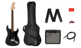 Elektrinės gitaros komplektas Fender Affinity Strat HSS + Frontman 15G, anglies spalva