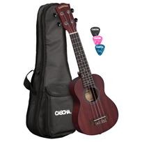 Soprano ukulelė kairiarankiams Cascha Mahogany raudona HH 2263L