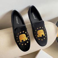 313 women's shoes exquisite embroidery one-pedal velvet flat-soled soft-soled Loafu Doudou single shoes women 35