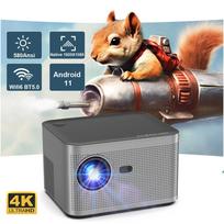 HY350 580 Namų kino projektorius ANSI Nešiojamas projektorius Android11 4K 1920*1080P Wifi 6 Valdymas balsu Elektroninis fokusavimas BT5.0 US Plug pilka