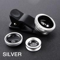 3in1 Fisheye Plataus kampo Mikro kameros objektyvas iPhone Xiaomi Redmi 3IN1 Priartinantis Žuvies akies objektyvas išmaniesiems telefonams su telefono spaustuku sidabras