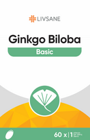LIVSANE maisto papildas su ginkmedžio lapų ekstraktu GINKGO BILOBA 60MG, 60 kapsulių