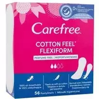 "Carefree Cotton Feel Flexiform" - nekvepiančios intymios kelnaitės, tinkančios įprastiems apatiniams ir tamponams, 56,0 vnt.