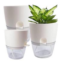 Savaime laistantis gėlių vazonas – 14.5 cm – baltas – su