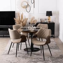 DAKOTA Beige/Walnut Veliūrinė kėdė