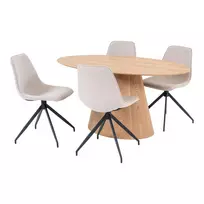 Ovalus valgomojo komplektas | 48/90 x 75/86 x 54/160 cm | Ruda | Smėlio