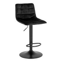 Aksominė reguliuojama baro kėdė | 63-83 cm | 2 vnt. kompl. | Juoda
