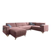 Rožinės spalvos sulankstoma/su sandėliavimo vieta kampinė sofa (su dešiniuoju kampu/„U“ formos) Classy Sophie – Miuform