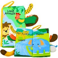 Lean Toys Minkšta edukacinė knygelė kūdikiams su gyvūnų uodegėlėmis