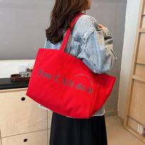 2025 New Colorful Reversible Canvas Tote Bag Striped Shoulder Bag raudona
