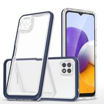 Skaidrus dėklas Clear 3in1 telefonui SAMSUNG GALAXY A22 5G su mėlynu rėmeliu