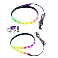 2 vnt. RGB LED juosta su magnetine juosta 40 cm su 5V 3 kontaktų argb nuotolinio valdymo pulteliu kompiuterio korpusams, pagrindinei plokštei, sinchronizavimu su muzikos ritmu