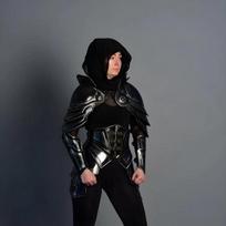 Juoda Ledi Larp Medžiotoja Riterė Ledi Šarvai Visam Kūnui Cosplay LARP Kostiumas Moterims Karys Viduramžių