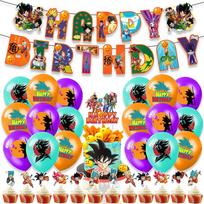 32 „Dragon Ball“ gimtadienio vakarėlio daiktai, įskaitant vėliavėlę, torto papuošimus, balionus