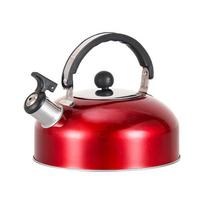 Nerūdijančio plieno virdulys plokščiu dugnu, kempinginis, su švilpiančiu dugnu, kavai ir arbatai, namams, kelionėms U3W7 Red-1pcs