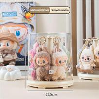 Labubu Display Case Transparent Rotating Storage Stand For Plush Dolls Blind Box Collection Clear Acrylic Organizer Manual Version