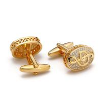Men'S Cufflinks, High Quality Light Luxury Gold Zir*****Val Music Note Shirt Jewelry 1 Pair copper