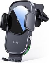 "Auckly" 15 W greito belaidžio automobilinio mobiliojo telefono laikiklis su įkrovimo funkcija, automatinis indukcinio variklio veikimas, "Qi" įkrovimo stotelė, skirta "iPhone", "Samsung", "Huawei LG" ir kt.