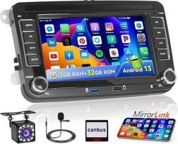 "Fuluku Android" automobilinis radijas "VW Passat Golf Polo Tiguan Jetta Skoda Seat" su "MirrorLink", 7 colių ekrano radijas su "Bluetooth/WiFi/GPS/Reversing Camera/FM/RDS/SWC