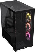 CORSAIR 3500X ARGB Mid-Tower ATX kompiuterio korpusas - grūdintas panoraminis stiklas - suderinama su atvirkštinio jungimo pagrindine plokšte - 3X CORSAIR RS120 ARGB ventiliatoriai - juoda