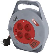 EMOS - Mini kabelių ritė 10 m - 4 "Schuko" lizdai - 230 V, 10 A, 2300 W - aukštos kokybės PVC izoliacija - H05VV-F3G 1,0 mm2 - su šiluminiu jungikliu - IP20, skirtas naudoti patalpose