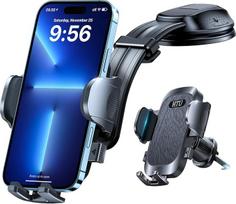 HTU 【Upgrade lenkiamas rankos mobiliojo telefono laikiklis automobilyje【Strong Suction Cup & Hook】360° besisukantis mobiliojo telefono laikiklis priekiniam stiklui, prietaisų skydelio ventiliacijai, automobilinis mobiliojo telefono laikiklis iPhone Samsun