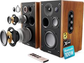 MAJORITY "Bluetooth" garsiakalbių dėžutės stereo sistemai, 100 W garsiakalbis lentynoje, Xtra Bass aktyvusis garsiakalbis, HDMI ARC garsiakalbis, aukščiausios kokybės medinis garsiakalbis lentynoje, studijinis HiFi garsiakalbis D100