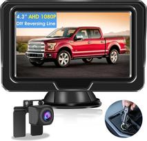 Vtopek AHD 1080P atbulinės eigos kameros automobilinis rinkinys su 4,3 colio monitoriumi 5 atbulinės eigos linija IP68 vandeniui atsparus naktinio matymo atbulinės eigos fotoaparatas Retrofit Parkavimo pagalbos atbulinės eigos kameros kabelis, skirtas aut