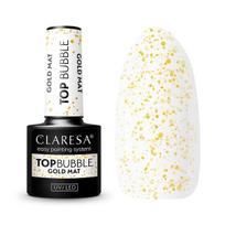 CLARESA gelinio nagų lako matinis viršutinis sluoksnis Top Bubble Gold Matt, 5 g