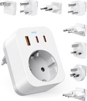 Kelioninis adapteris visame pasaulyje, tarptautinis USB C lizdo adapteris (PD 20W), 8 nuimami kelioniniai kištukai, skirti Pietų Afrikai/JAP/AUS/USA/IT/Šveicarijai/EU/UK (pasaulinis adapteris + 8 priedai)