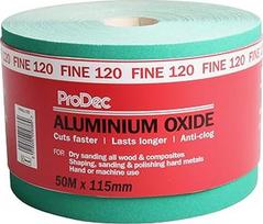 "ProDec" 120 grūdėtumo smulkus aliuminio oksido švitrinis popierius 50 m x 115 mm ritinys žalias PAALL120